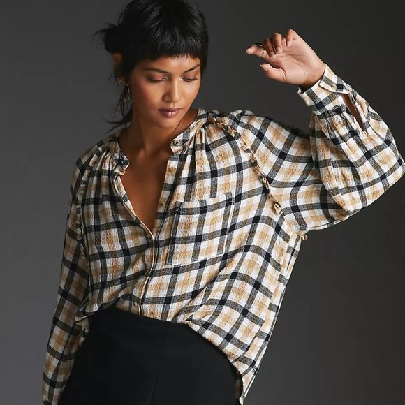 Anthropologie Pilcro Plaid Buttondown Top - 1X - Picture 5 of 12